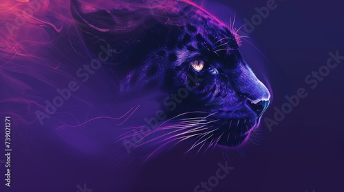 Neon Majesty: Radiant Panther with Luminous Eyes in Surreal Colors © Mark