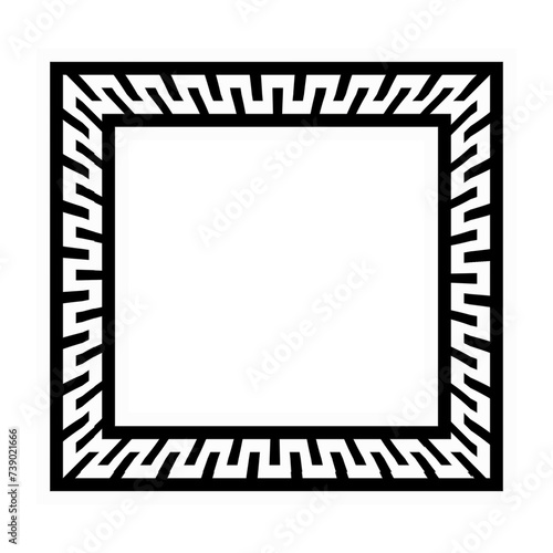 Foto square frame with Greek inspired pattern border and inset square - type 3