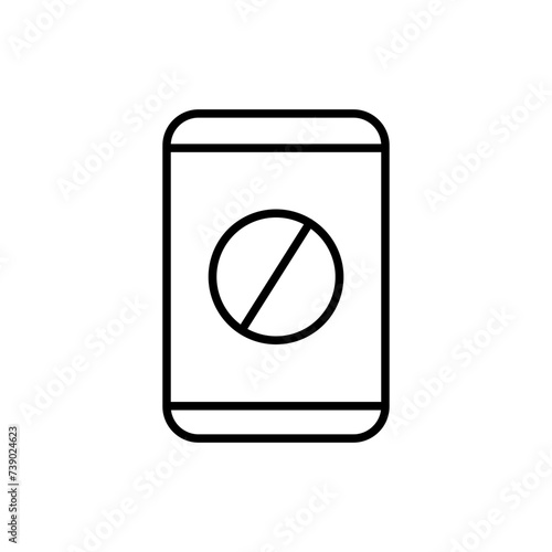 Blocked smartphone outline icons, minimalist vector illustration ,simple transparent graphic element .Isolated on white background