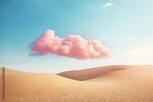 Desert Whimsy: Pink Cloud Floating in Natural Light 