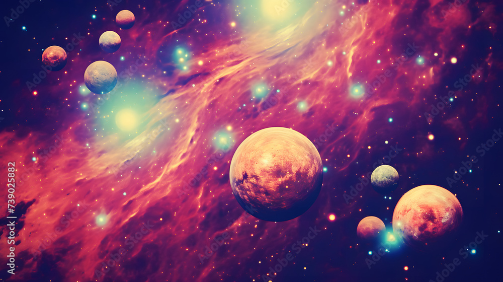 an artist's impression of space with planets in the background