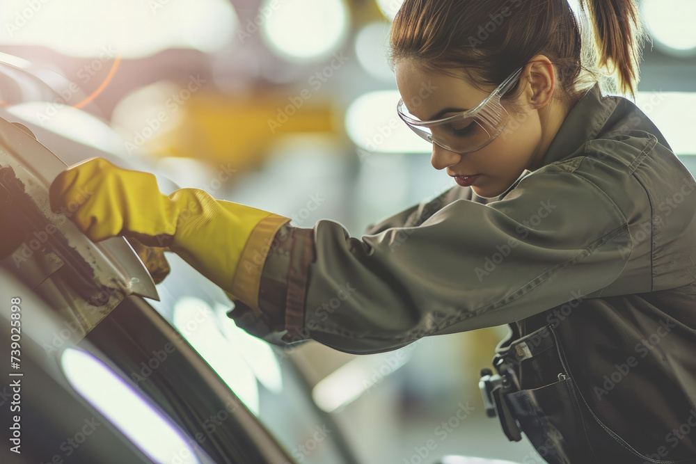 Automotive Expertise: Woman Working at Car Service
Automotive Expertise: Woman Working at Car Service