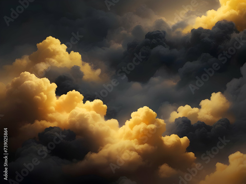 abstract yellow clouds background with dark shades