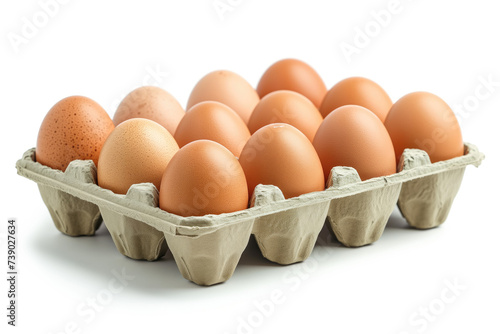 Farm Fresh Eggs in Cardboard Carton, Isolated on a White Transparent Background, Organic Food and Culinary Ingredients, Agriculture Marketing Object © Jensen Art Co