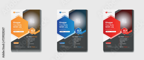 Vector gym fitness flyer design, cover design poster, brochure template