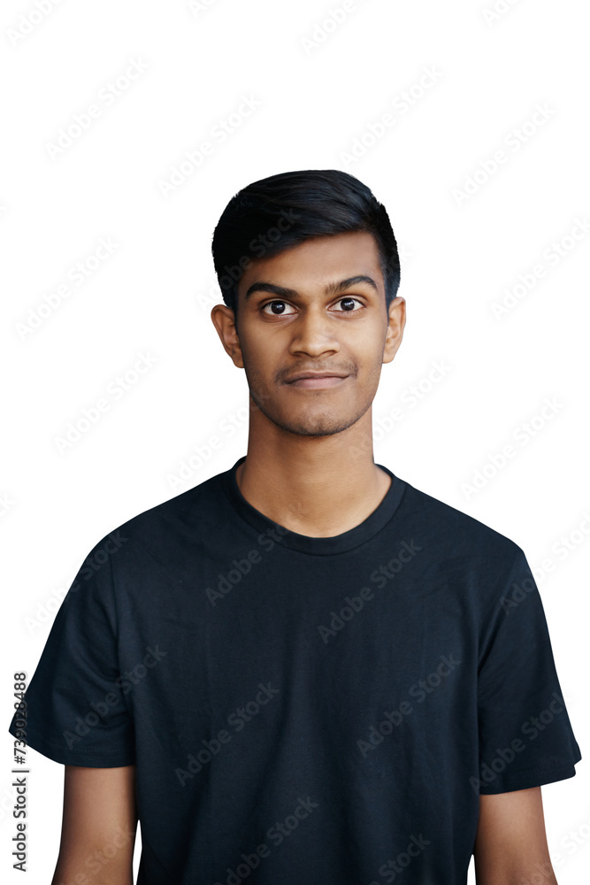 Indian male person, portrait and smile for simple, casual and confident style with minimalist look. Young man, student and proud for isolated, transparent and png background for college and class Indian male person, portrait and smile for simple, casual and confident style with minimalist look. Young man, student and proud for isolated, transparent and png background for college and class