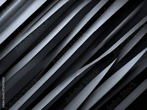 Abstract black and white background with diagonal stripes. 3d render illustration