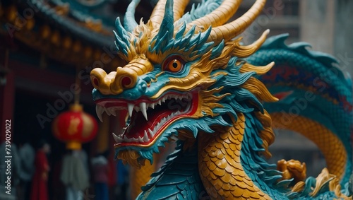A legendary Chinese dragon with an attractive shape and harmonious colors