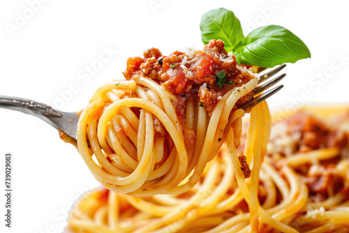 Spaghetti with Tomato Sauce on a Fork, Isolated on a Transparent Background, Fresh Organic Delicious Food and Culinary Object