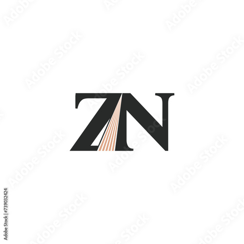 Alphabet Initials logo ZN, NZ, Z and N