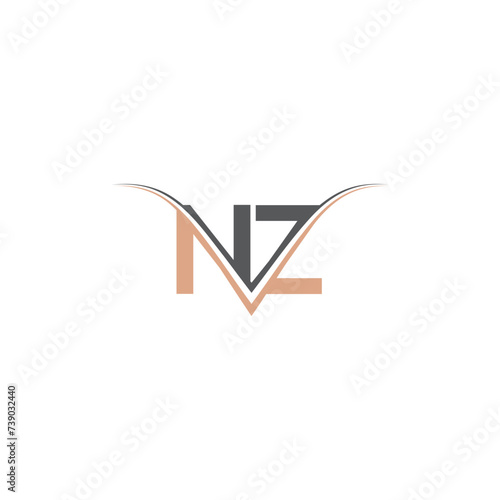 Alphabet Initials logo ZN, NZ, Z and N