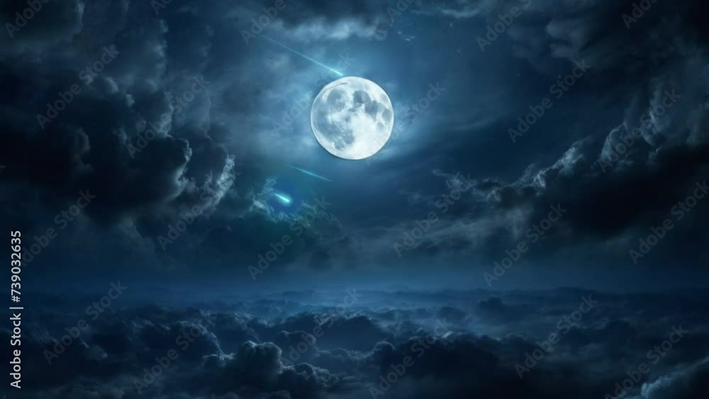 Night sky with full bright moon in the clouds Night sky with full bright moon in the clouds