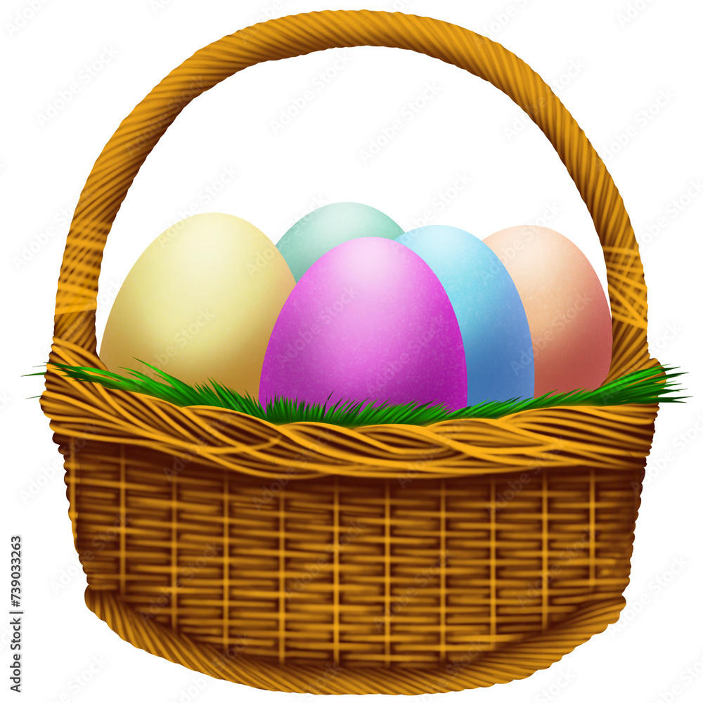 easter eggs in basket on transparent background easter eggs in basket on transparent background