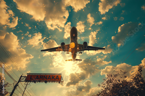 Plane landing in Larnaka with 
