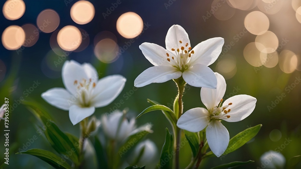 Fototapeta premium white spring flowers in the field