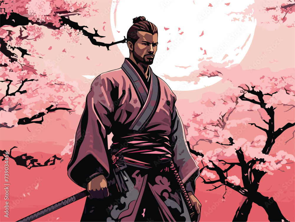 Fototapeta premium Japanese samurai master waiting