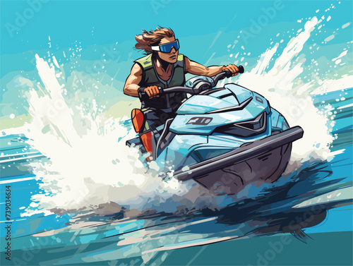 A man driving a motorboat