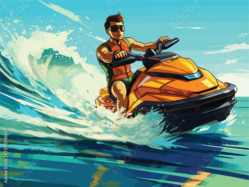 A man driving a motorboat