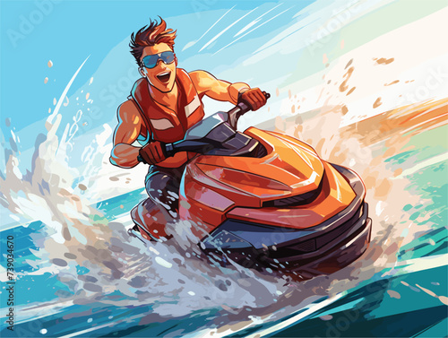 A man driving a motorboat