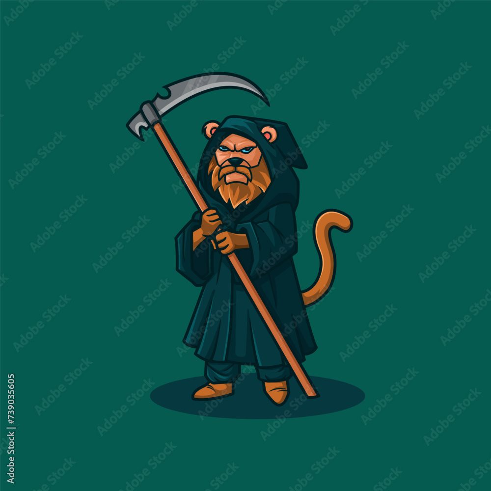 simple mascot logo witch lion character design simple mascot logo witch lion character design