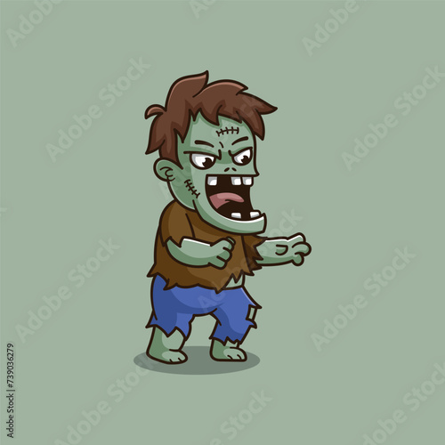 simple mascot logo zombie character design