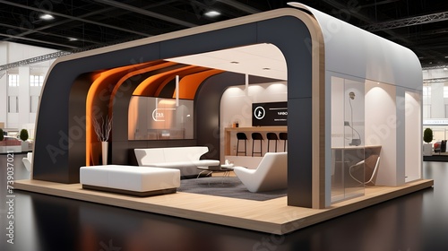 3d realistic Modern booth design at the exhibition