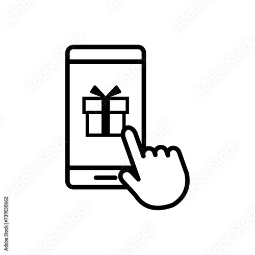 スマホで懸賞プレゼントに応募するアイコン(手指付き)