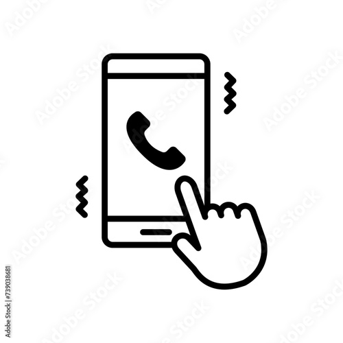 スマホに電話がかかってくる着信アイコン(手指付き)