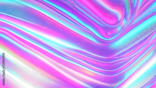 Holographic neon background  Colorful psychedelic abstract. Pastel color waves for background