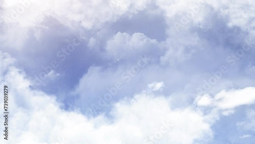 Slow clouds move blue sky