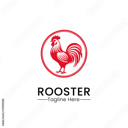 rooster line art modern simple minimal logo design vector icon illustration © AinStory