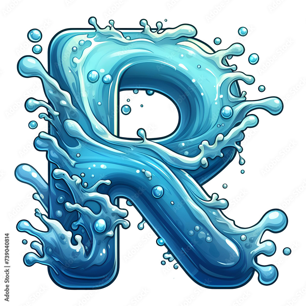 R cartoon illustration PNG in water style Stock Illustration | Adobe Stock