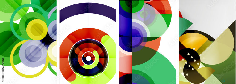 Charming geometric abstract posters. Mesmerizing set of circles, each design a harmonious blend of form and color. Elevate your design with modern, visually striking art Charming geometric abstract posters. Mesmerizing set of circles, each design a harmonious blend of form and color. Elevate your design with modern, visually striking art