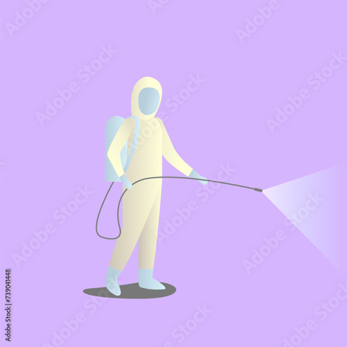 Illustration vector graphic of isolated a person with a disinfectant sprayer.