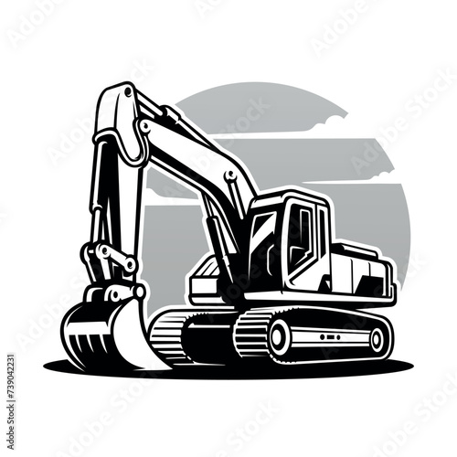 excavator silhouette illustration vector image
