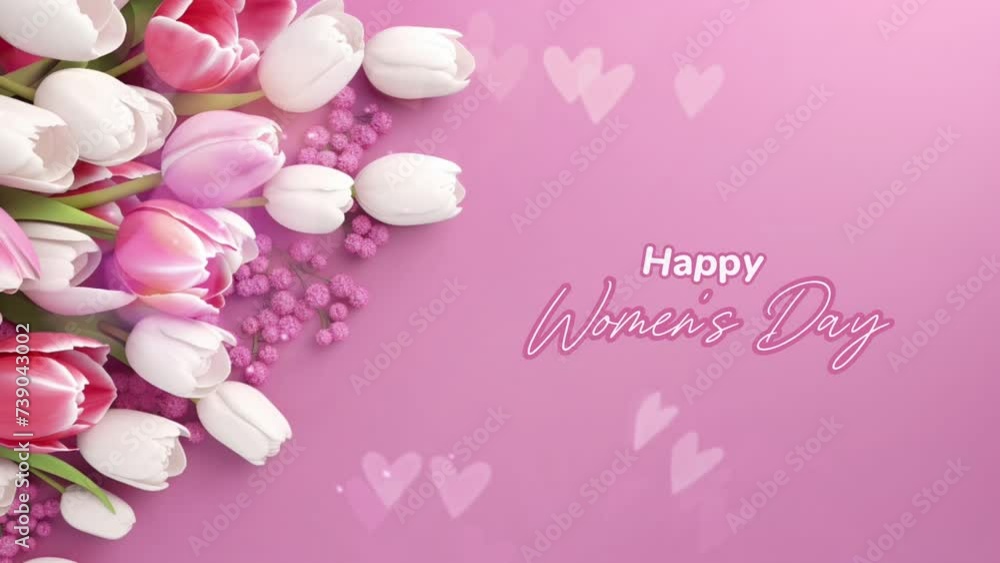 Set of Purple Tulips in Purple Background for International Women's Day Set of Purple Tulips in Purple Background for International Women's Day