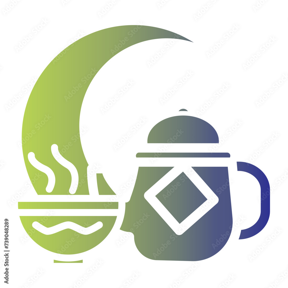 Ramadhan icon consept on flat gradient style. iftar icon on flat gradient style