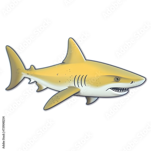 Cartoon lemon shark sticker illustration