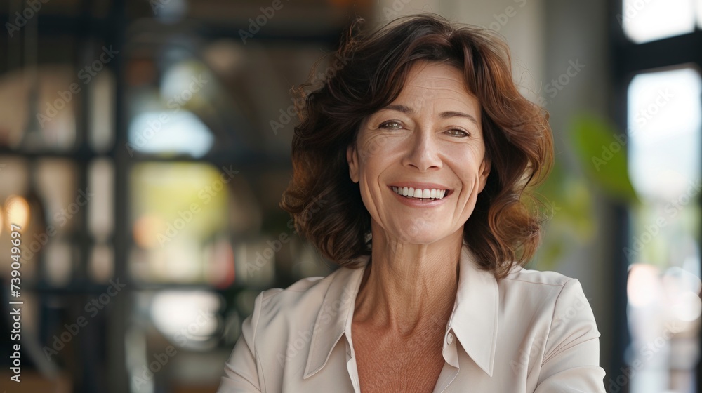 Effortless Leadership, Happy Mid Aged Businesswoman Masters Business Effortless Leadership, Happy Mid Aged Businesswoman Masters Business