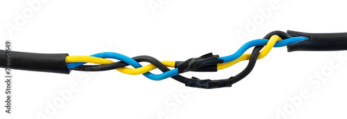 Quadro su tela full colour electrical wire with black tape isolated on white background
