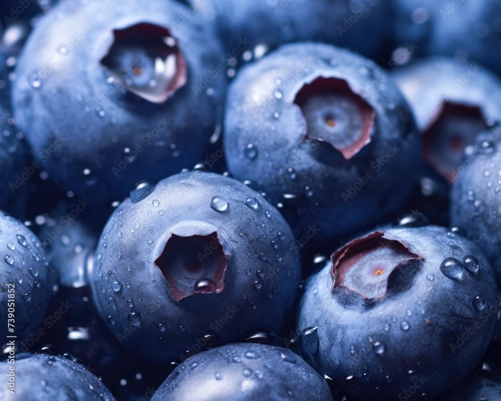 A close up of a bunch of blueberries. Generative AI. A close up of a bunch of blueberries. Generative AI.