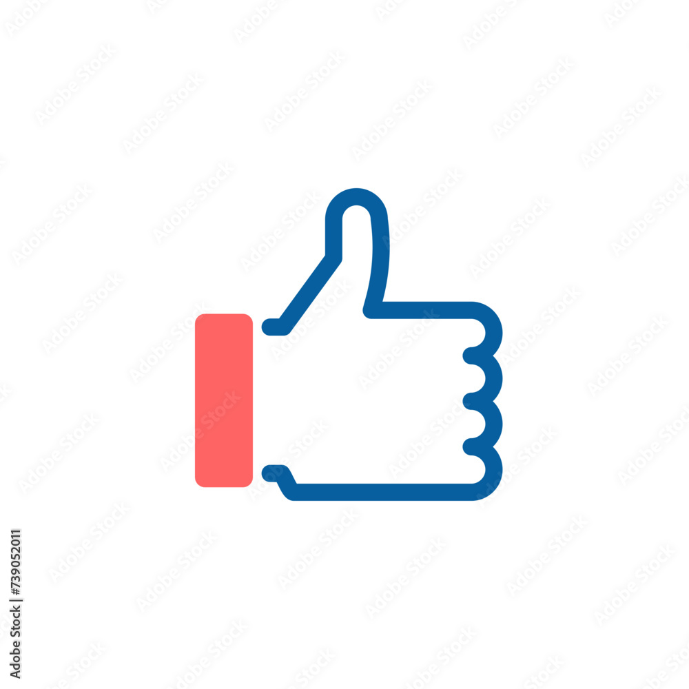 Approval Gesture Vector Icon: Thumbs Up in Red and Blue, Thin Line Illustration for Endorsement and Social Agreement Approval Gesture Vector Icon: Thumbs Up in Red and Blue, Thin Line Illustration for Endorsement and Social Agreement