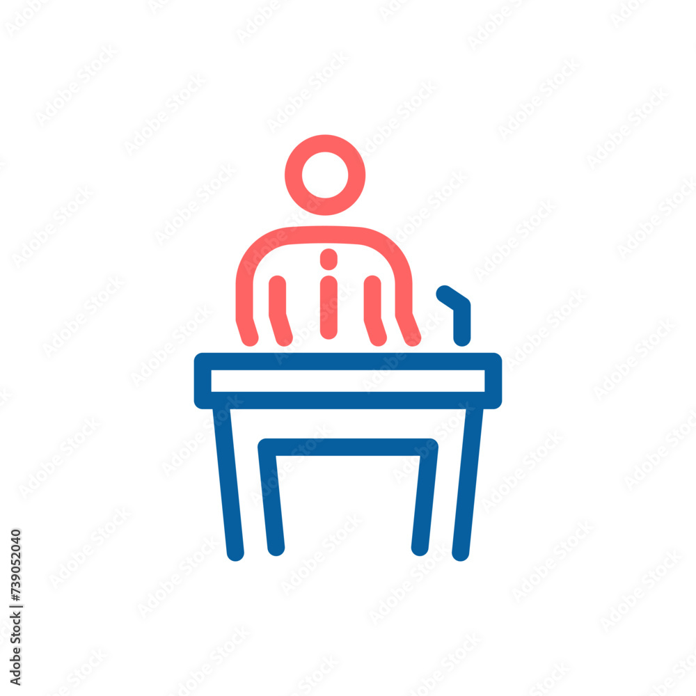 Vector Icon of Politician at Podium: Thin Line Illustration for Leadership and Public Speaking