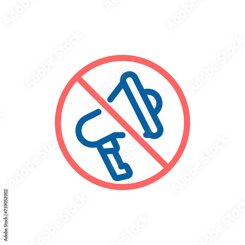 Prohibited Speech Vector Icon: Megaphone with Forbidden Sign, Thin Line Illustration for Censorship and Fake News Alert.