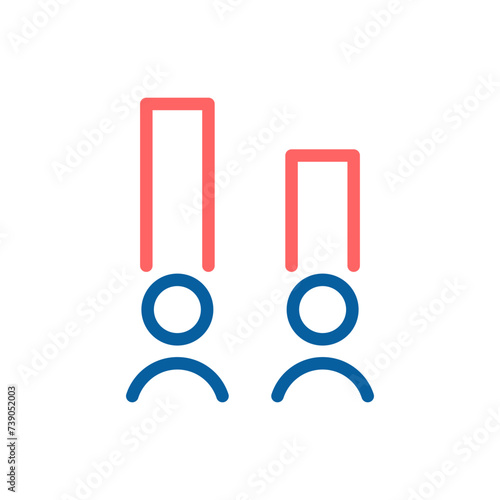 Vector Icon of Comparative Bars for Election: Thin Line Illustration Showing Voting Results and Electoral Influence.