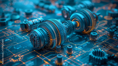 Technical illustration. Mechanical engineering. Backgrounds of engineering subjects. Technical design. Instrument making. Cover. Blue background. Grid,generative ai