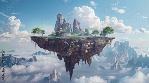 A Majestic Vision of a Floating Island