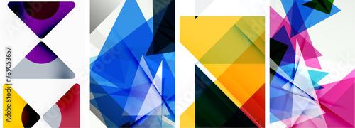 Set of colorful triangle poster cover template backgrounds. Vector illustration For Wallpaper, Banner, Background, Card, Book Illustration, landing page