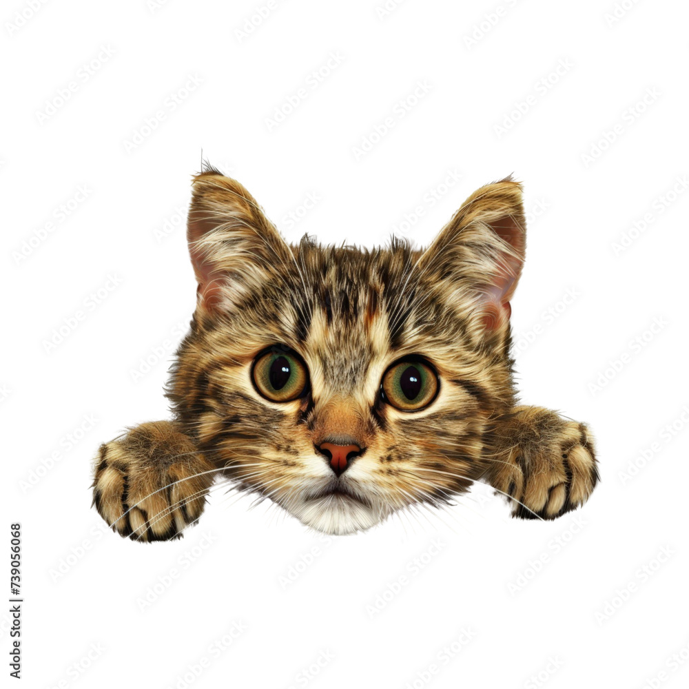 Fototapeta premium Happy_cat_peeks_out_from_behind