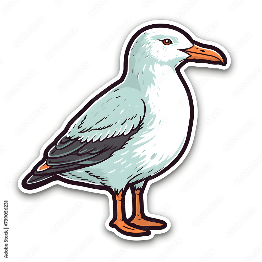 Cartoon gull sticker illustration Cartoon gull sticker illustration